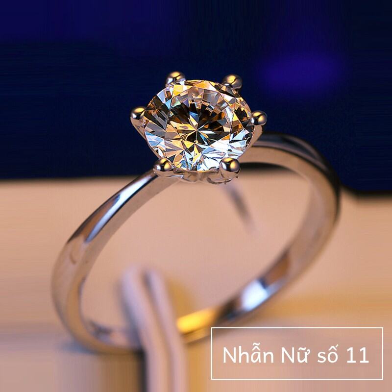 Chất Liệu Bạc 925 Mô Phỏng Nhẫn Đứng Kim Cương Một Carat Nhẫn Đính Hôn Nữ Cưới Cầu Hôn Cặp Đôi Moiss