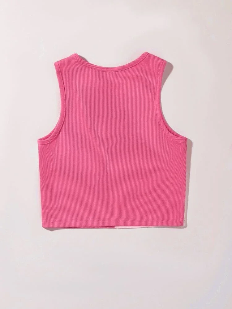 Áo croptop màu Hồng Vá 2 mảnh hồng nhạt (0504)