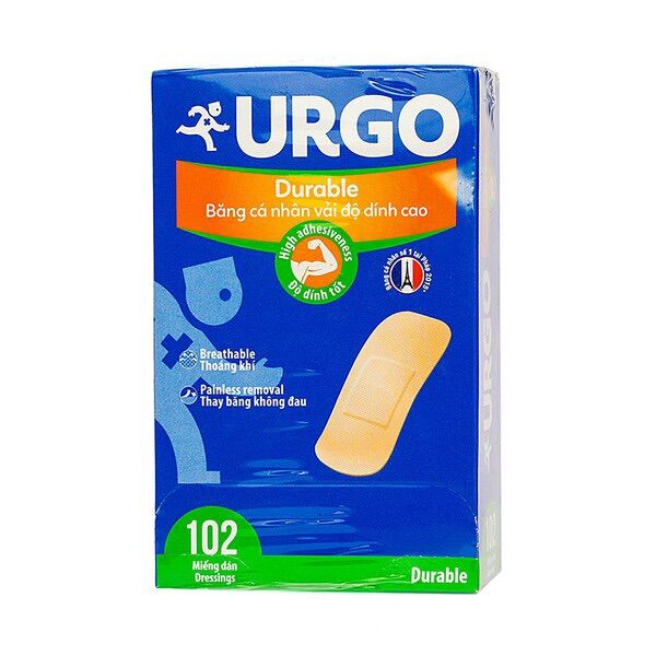 Băng cá nhân Urgo Durable nền vải, có độ dính cao