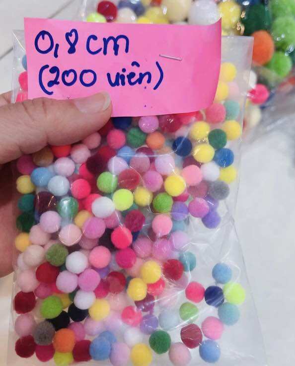 Hạt pom pom size 10-15-20-25-30mm mix đủ màu trang trí phụ kiện handmade