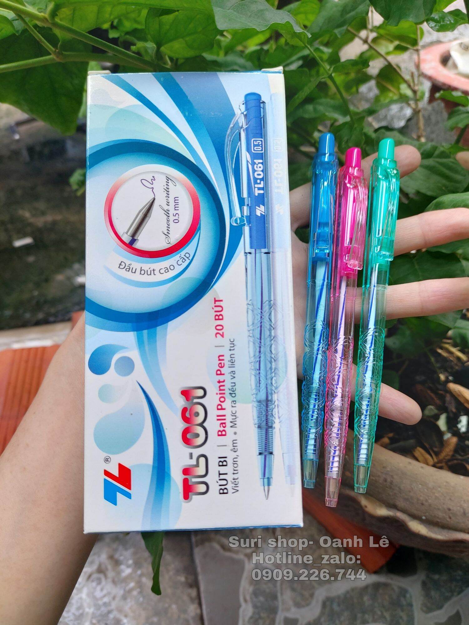 Hộp 20 cây bút bi mực xanh Thiên Long TL 061 chính hãng