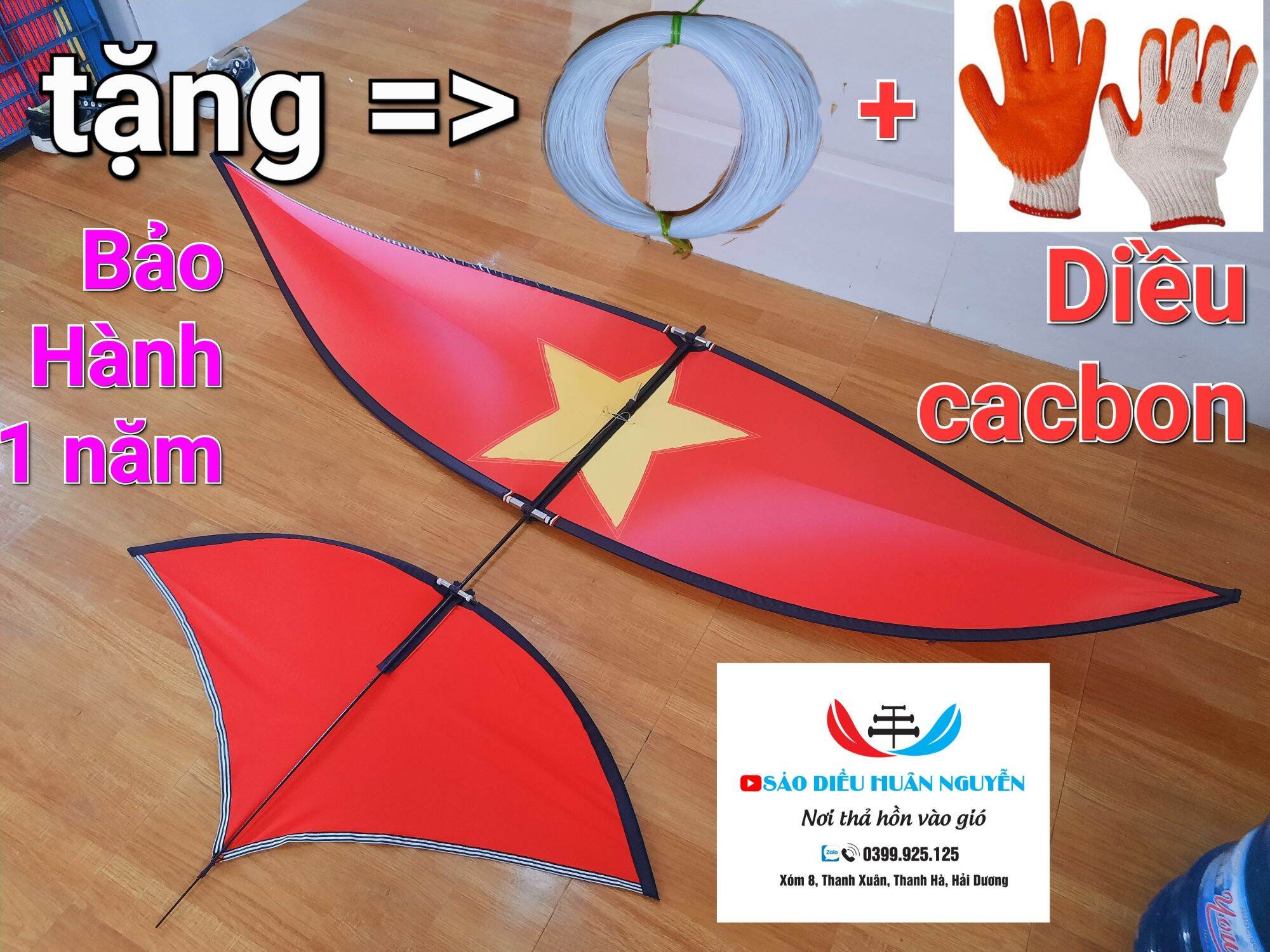 Diều lắp ghép 2m sao vàng full cacbon