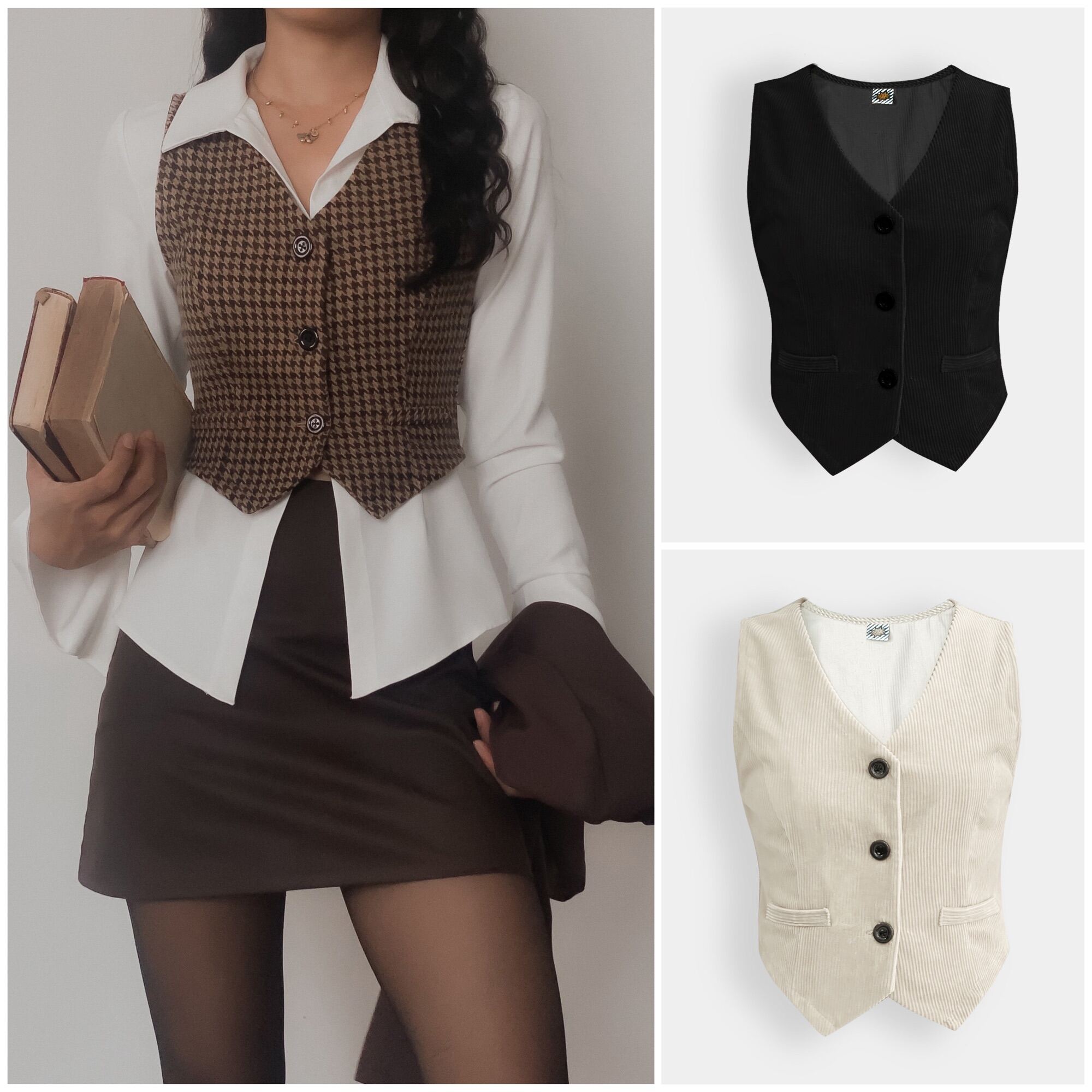 Áo phao gile, áo vest nữ thời trang trung niên, phong cách Hàn Quốc ALD013  (Tím)