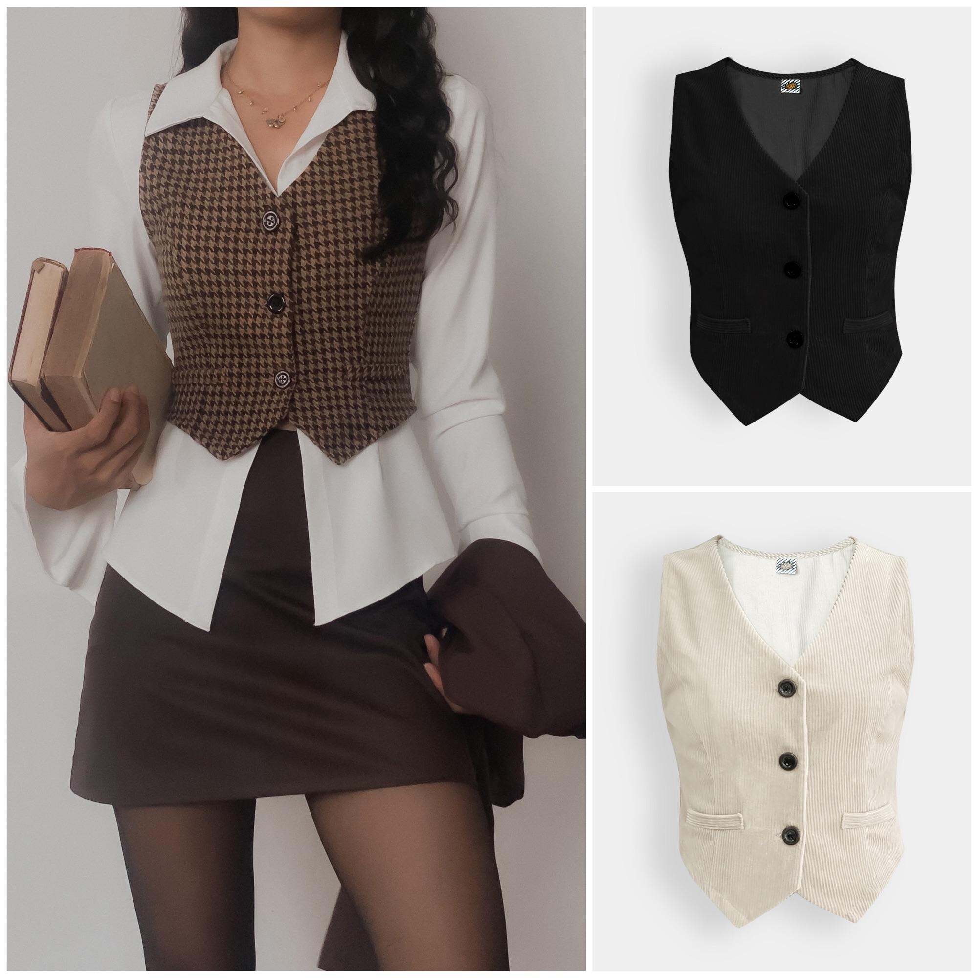 DALLA Áo gile nữ dạng vest cài khuy