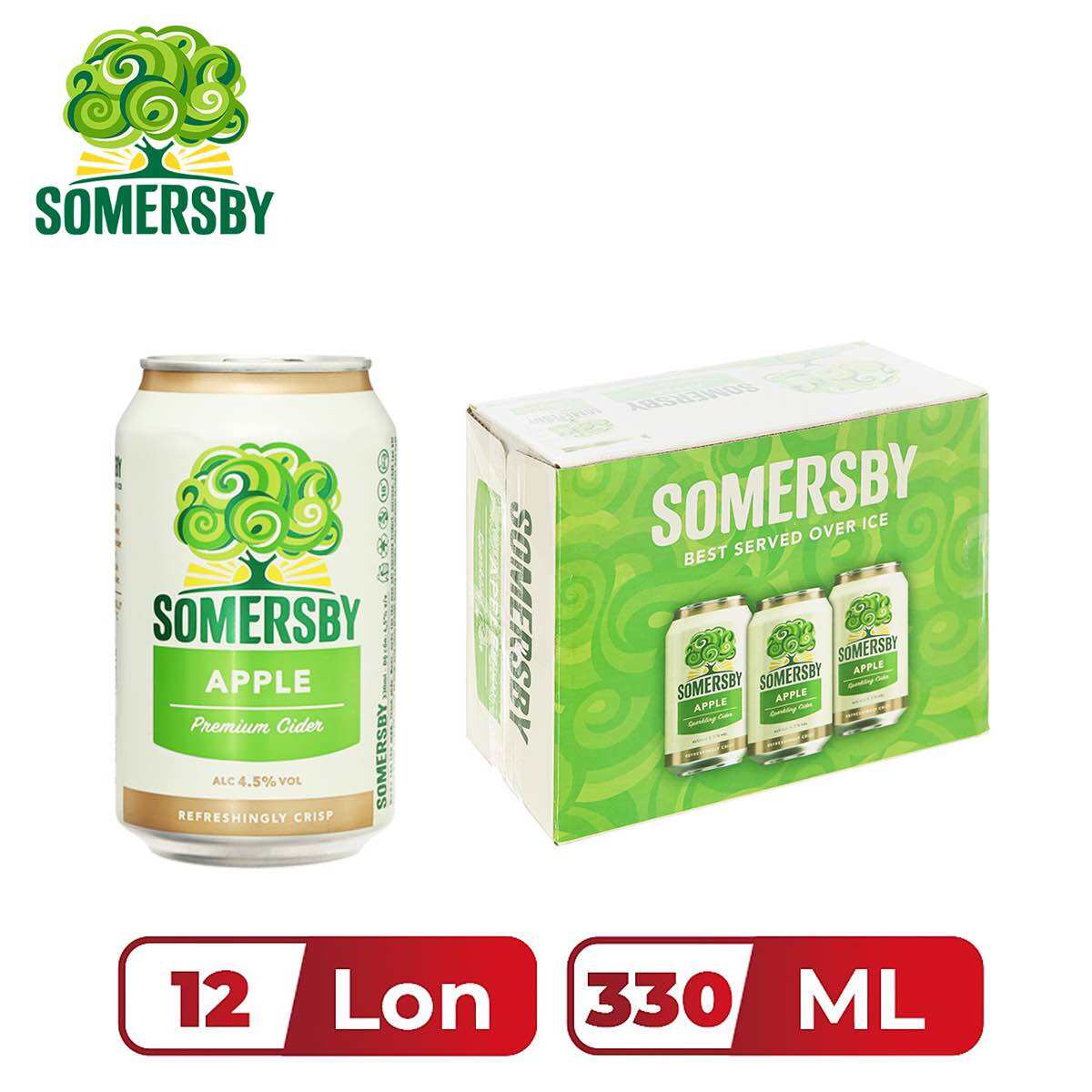 Độ cồn 4.5%- Thùng 12 lon nước Táo  lên men Somersby (330ml/lon).