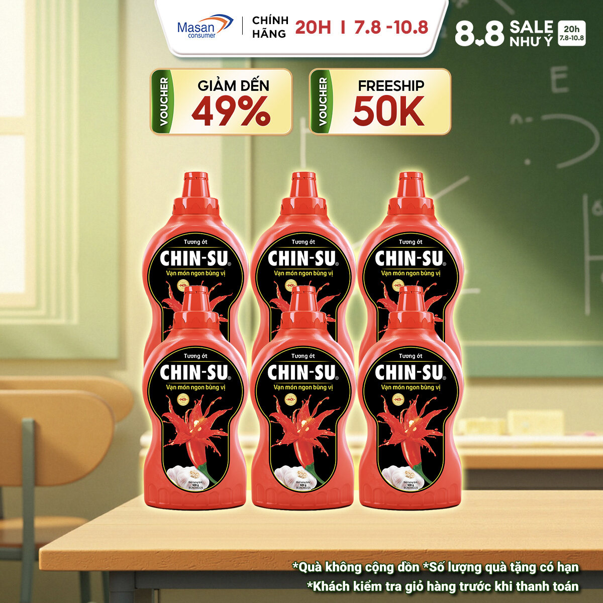 Combo 6 Tương Ớt CHIN-SU 500G (Bao bì có thể thay đổi theo đợt nhập hàng)