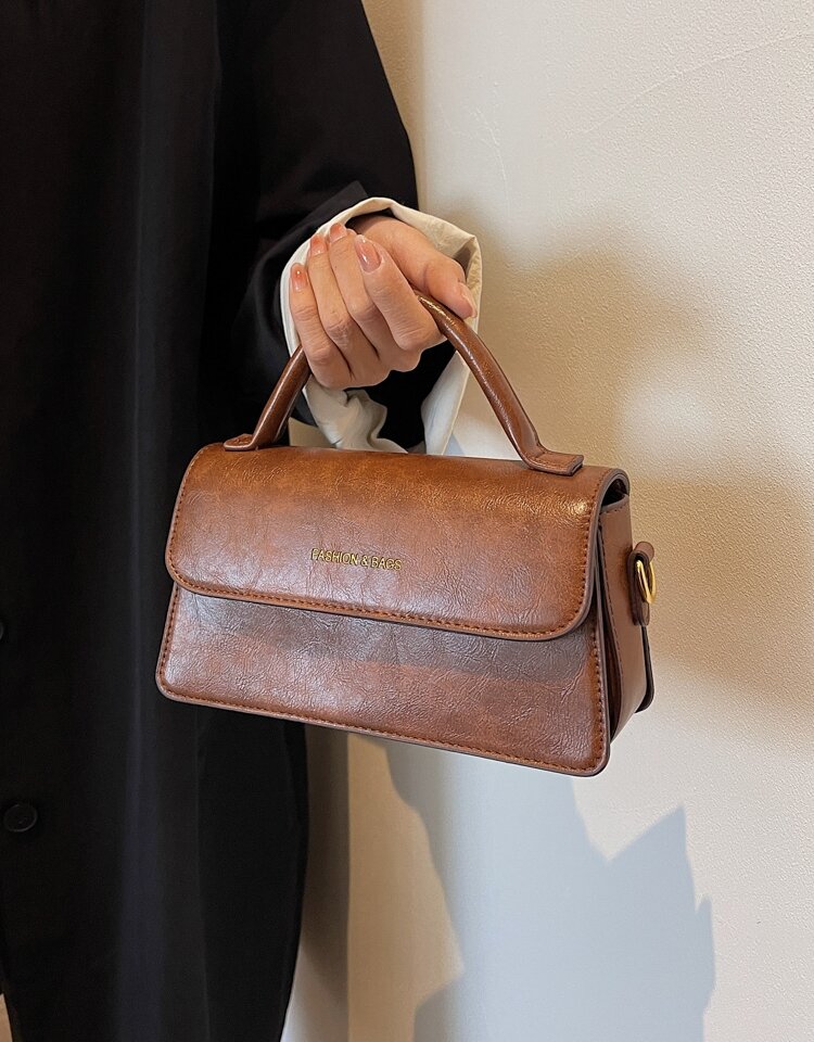 Túi Đeo Chéo Vuông Thời Trang Cho Nữ Túi Xách Đơn Vai Túi Xách Nhỏ Retro Túi Xách Da PU Mềm Màu Trơn Túi Xách Vuông Nhỏ