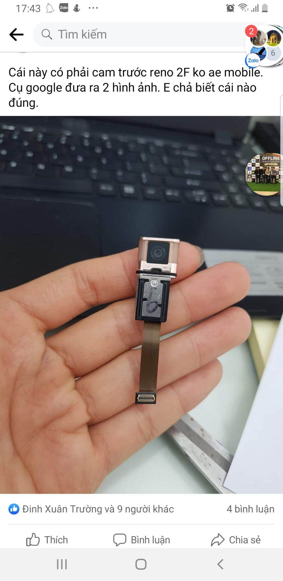 Cáp camera trước xiaomi Mi 9T / K20 / K20 pro