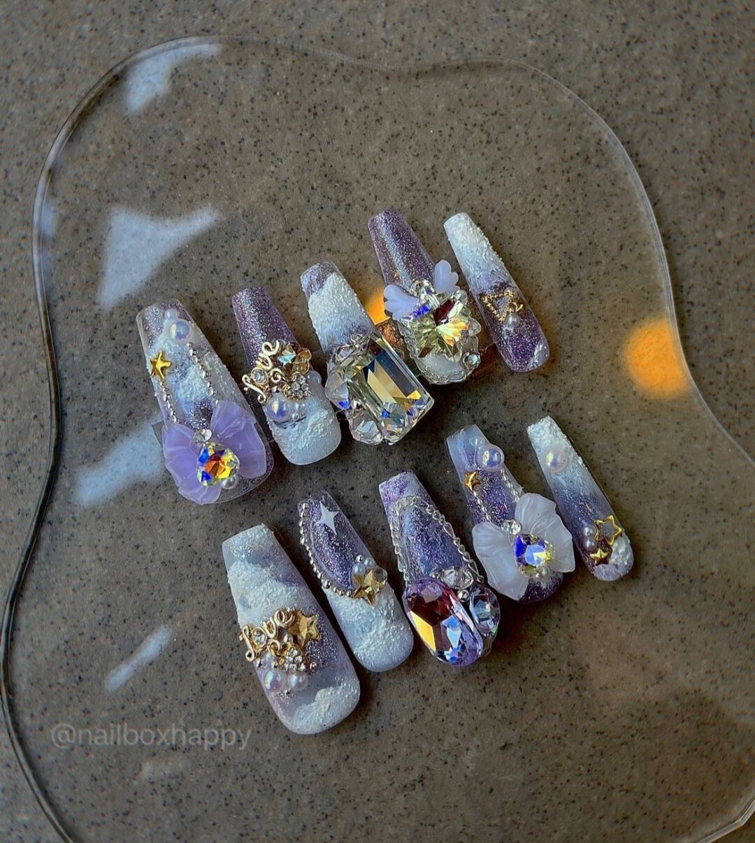 Nailbox thiết kế , from thang dài gắn đá sang chảnh , - 408