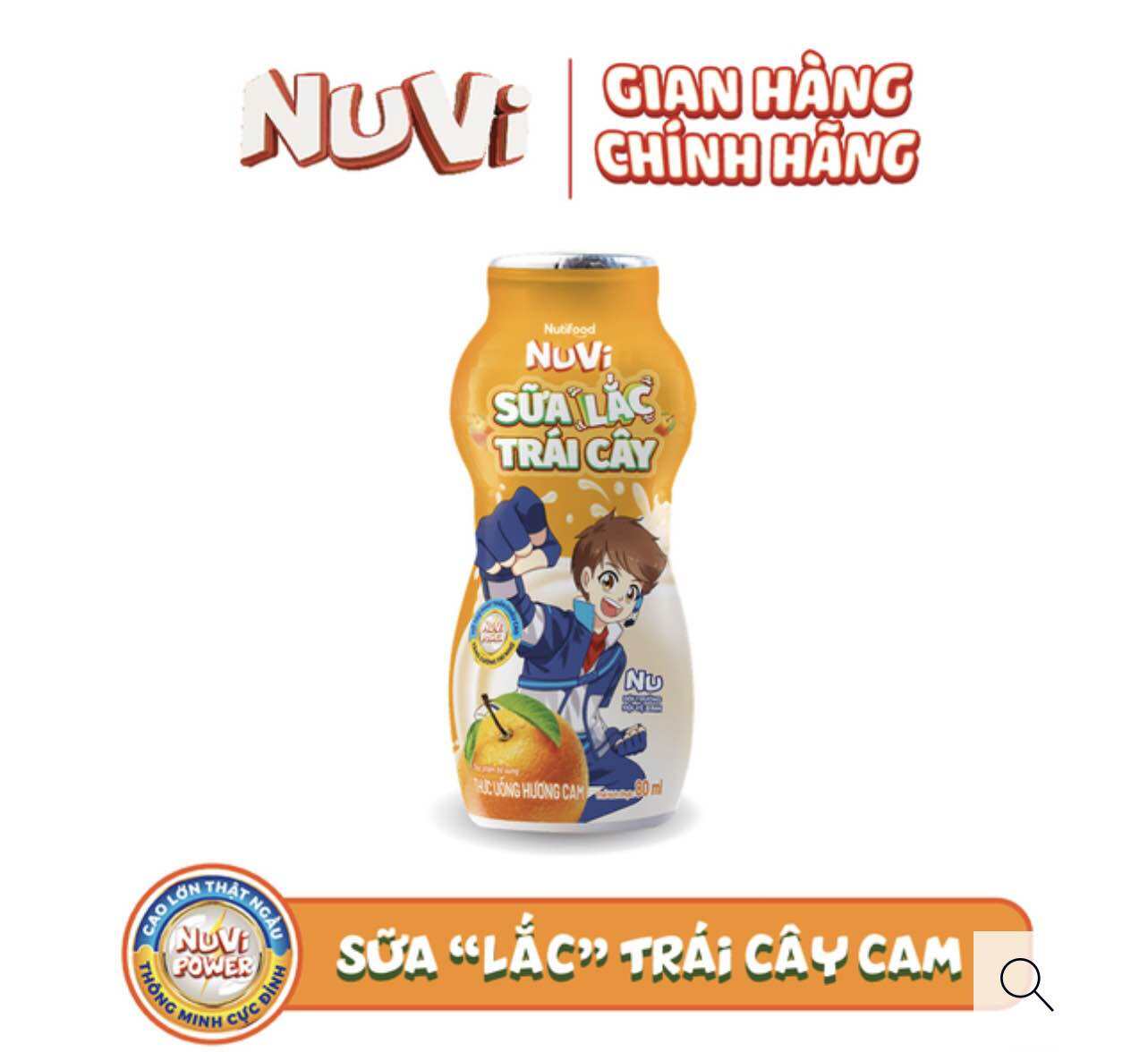 Thùng 48 Chai NuVi Thức Uống Hương Cam Trái Cây Lắc Sữa Chai 80ml