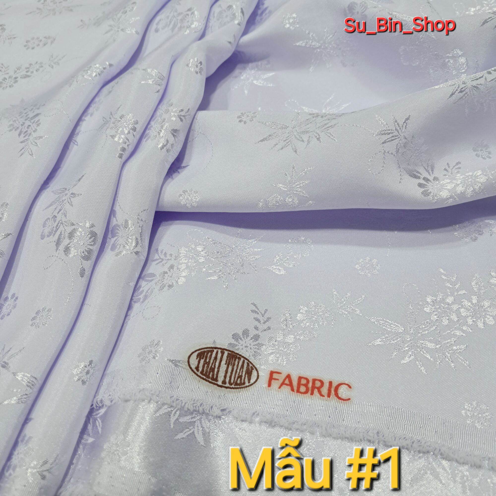 Vải Gấm bông màu trắng Thái Tuấn dùng may áo dài / bộ bà ba