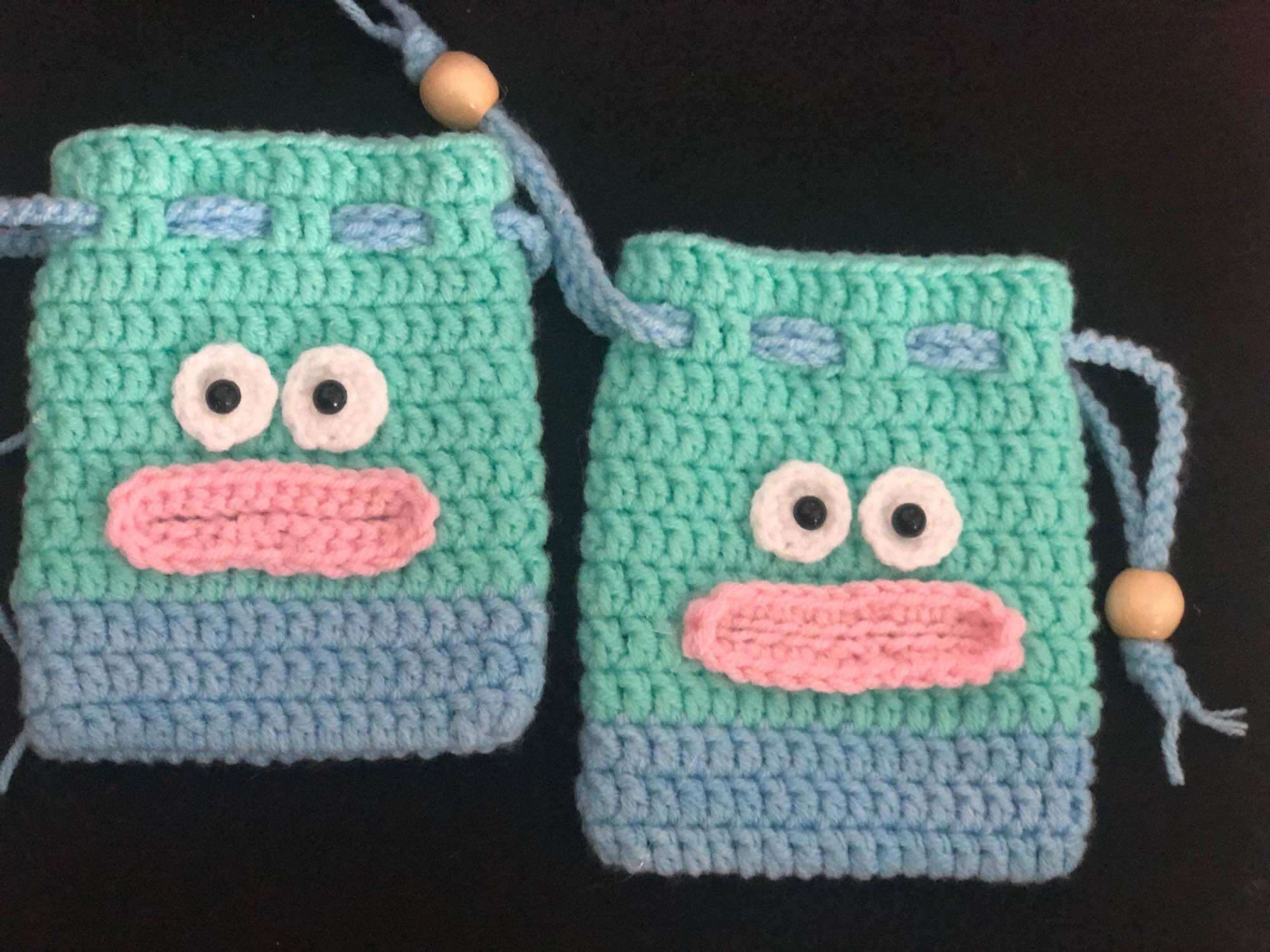 Túi dây rút bằng len handmade hình Sanrio Hangyodon