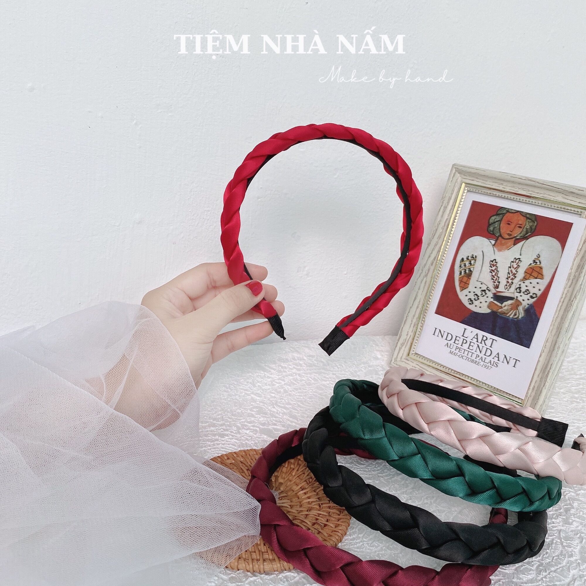 🎀 CÀI TÓC TẾT BÍM LỤA SATIN NHIỀU MÀU XINH XẮN - [ Nhà Nấm handmade ]