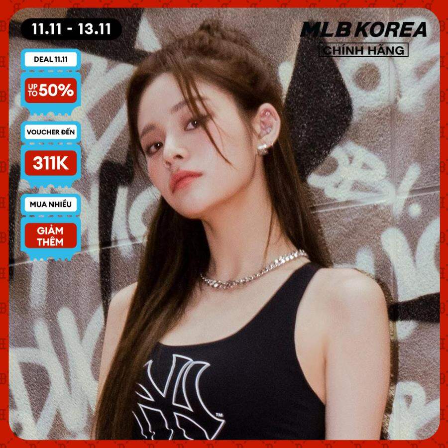 [Deal up to 50% + Voucher đến 311K + Mua 2 giảm 10% + Mua 4 giảm 15% + Freeship + Chỉ 14.1-17.11] MLB - Áo bra thể thao nữ Basic Big Logo 3FTKB0433-50BKS