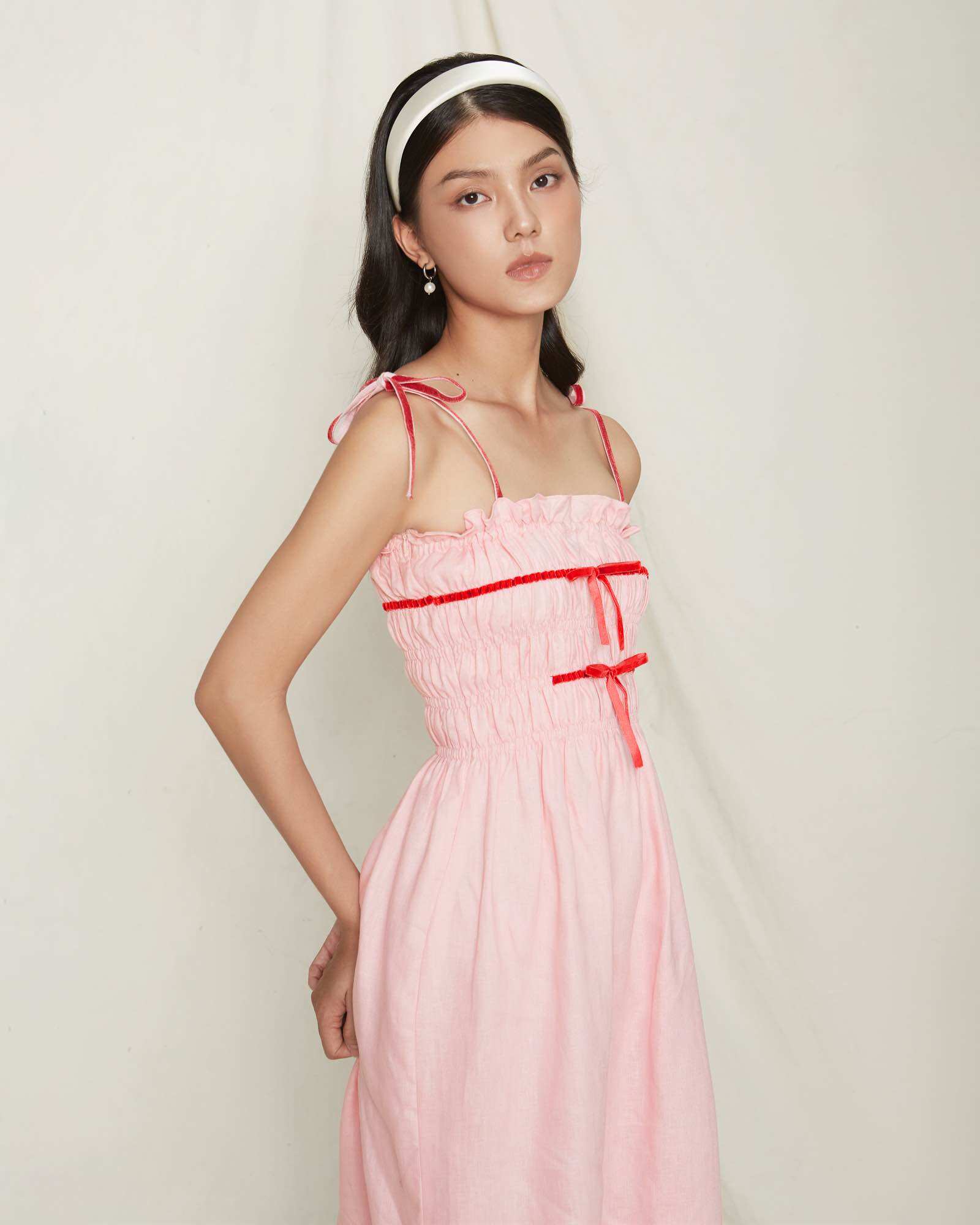 FIGANDTONKA| Đầm linen hồng cao cấp - 𝗠𝗢𝗡𝗔𝗖𝗢 𝗗𝗥𝗘𝗦𝗦