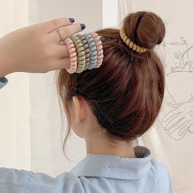 Dây buộc tóc lò xo, cột tóc lò xo hàn quốc tránh gãy rụng tóc cute hihachi phụ kiện tóc