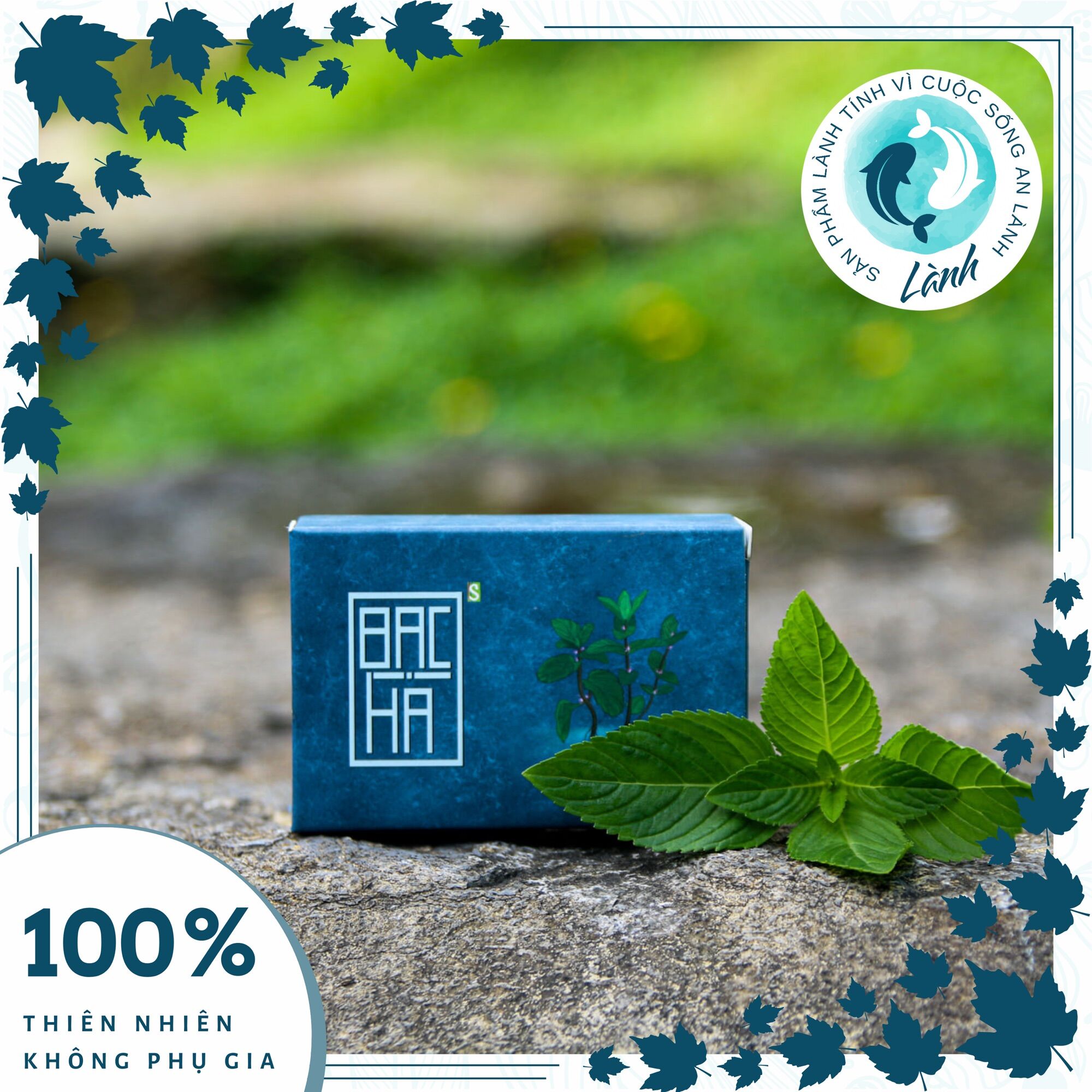 Xà phòng Sinh Dược Bạc Hà 100gr (Xà bông handmade thảo dược thiên nhiên) - Lành Shop