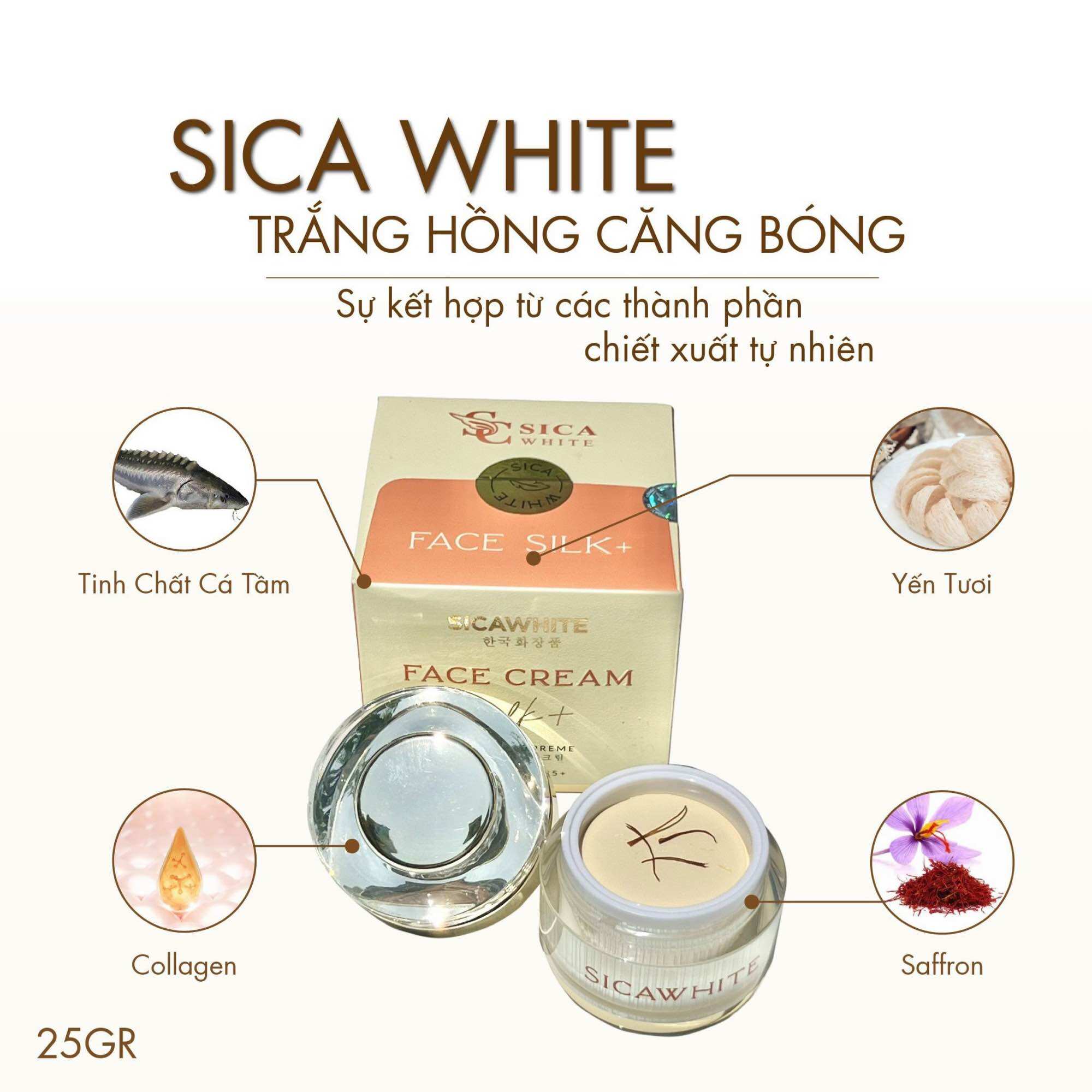 Kem face lụa Sica White dưỡng trắng mờ nám 25g