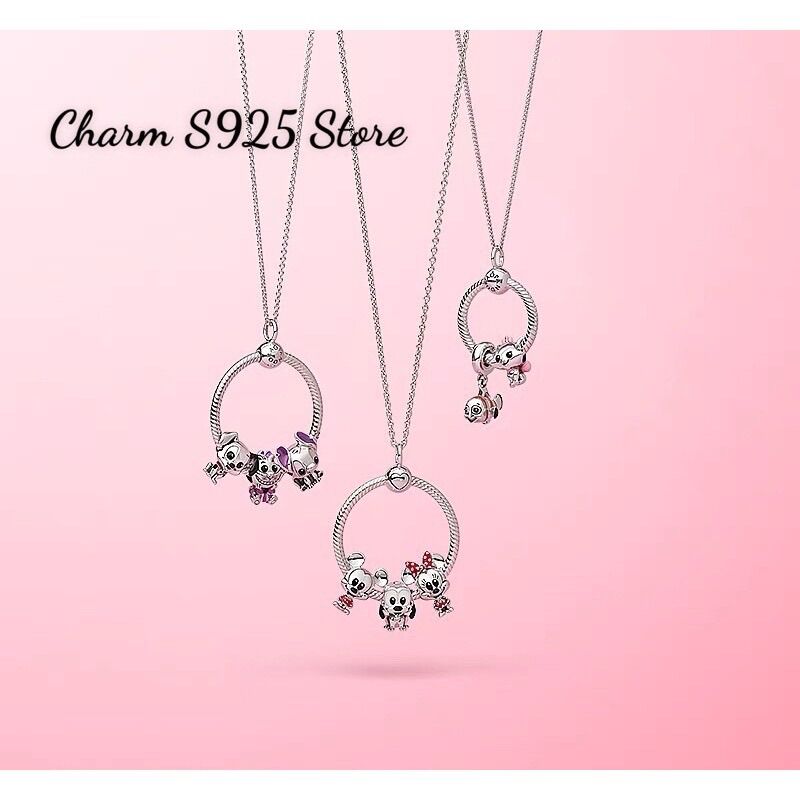 CHARM PAN ALE CÚN CON ĐEO NƠ XANH BẠC S925
