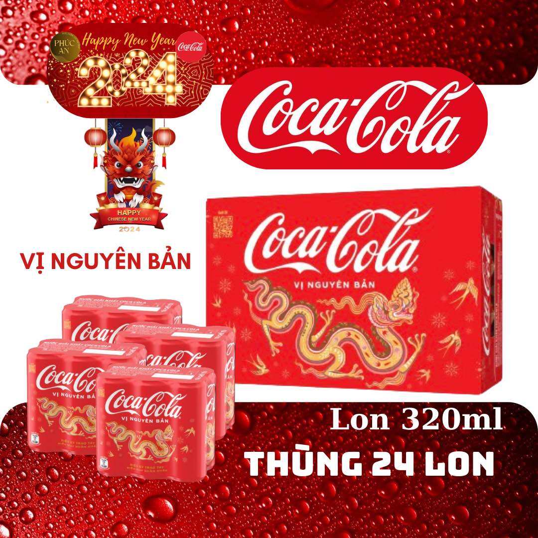 Thùng 24 lon nước ngọt có ga coca cola 320ml