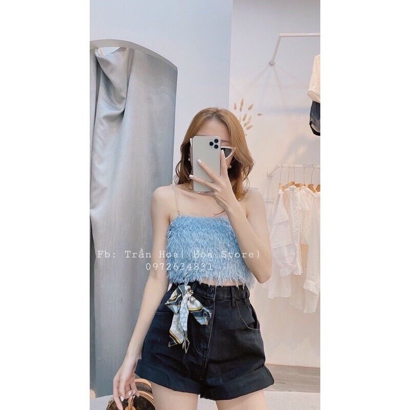 -Áo 2 dây lông quai hạt cực xinh