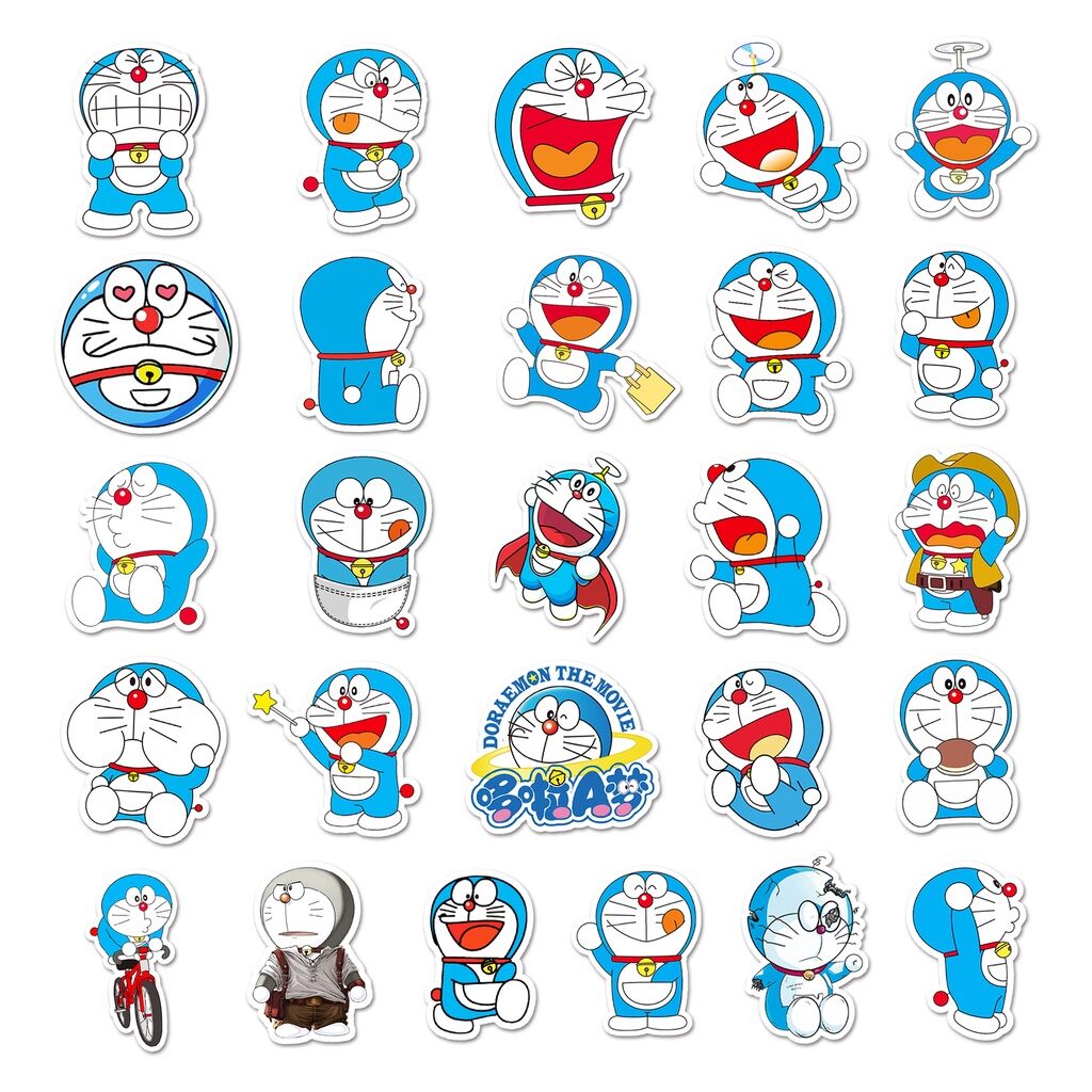 Set 50 sticker hình dán decal Doremon chống thấm nước