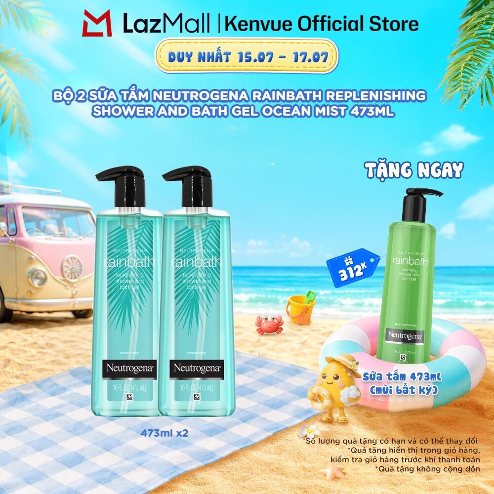 Combo 2 Sữa tắm Neutrogena Rainbath Replenishing Shower and Bath Gel Ocean Mist 473ml (HSD 09/2027)