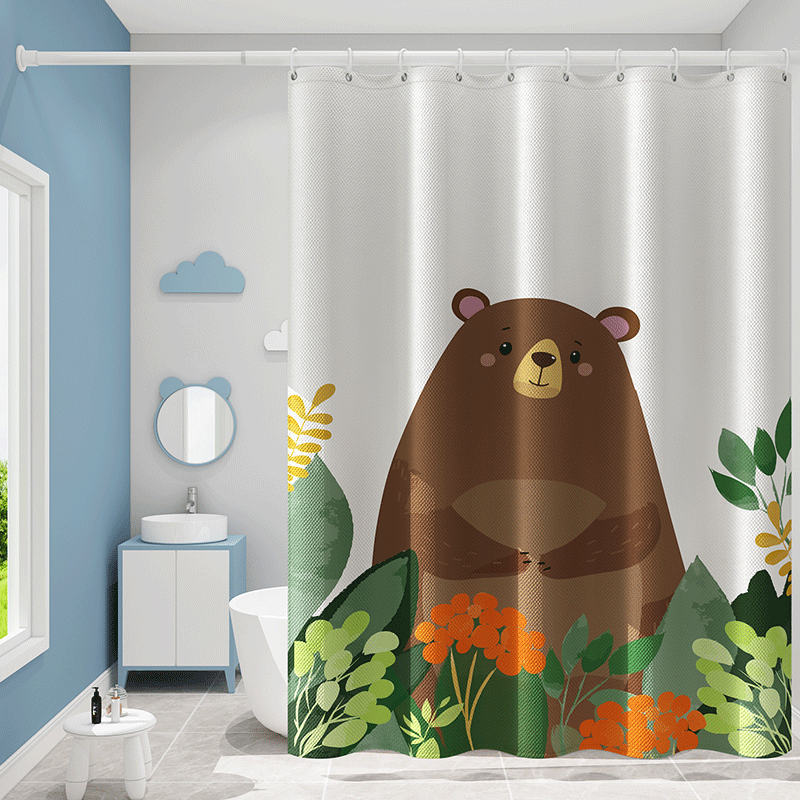 Bộ rèm tắm nhà vệ sinh không cần đục lỗ rèm chống nước phòng tắm rèm cửa rèm tắm hoạt hình dày dặn rèm cửa sổ ngăn cách rèm treo