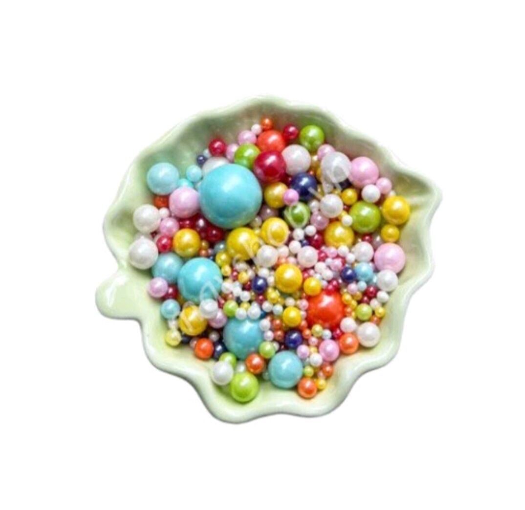 Lọ 100g kẹo bi đường ngọc nhiều màu trang trí bánh sinh nhật, bánh kem