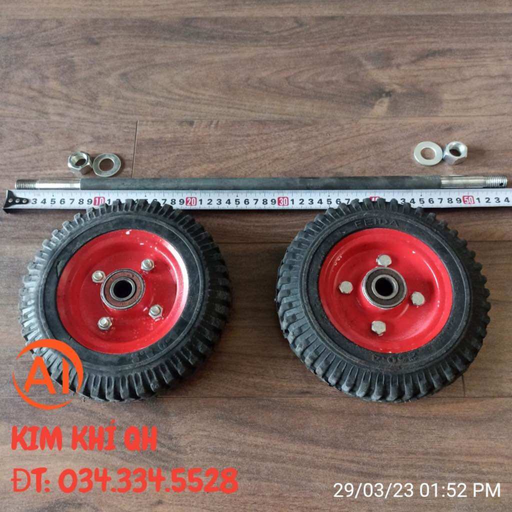 Bộ 2 bánh xe 20 cm kèm trục ốc