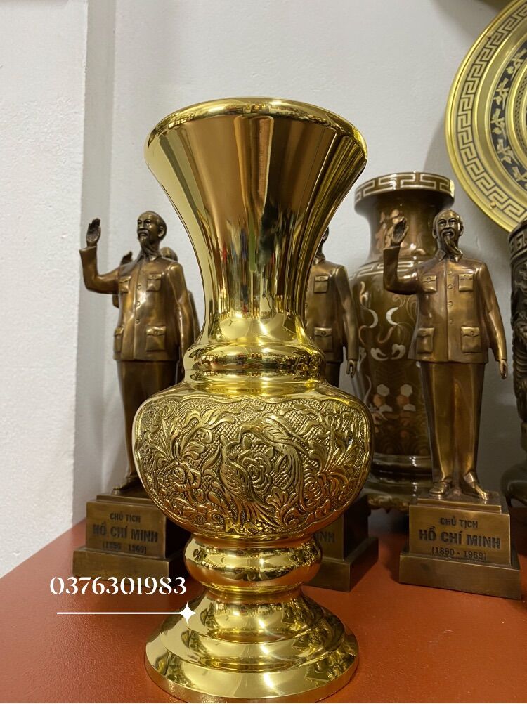 Lọ hoa đồng hoạ tiết bông cúc 30cm