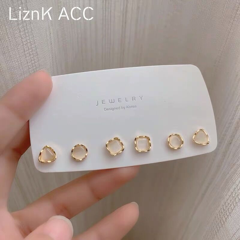 Set 3 đôi bông tai bạc S925 phong cách Hàn Quốc
