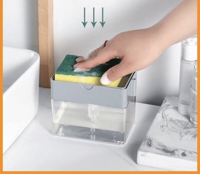 Hộp đựng nước rửa bát chén (Giá Sỉ), Tặng 1 miếng rửa bát, ấn lấy xà phòng thông minh
