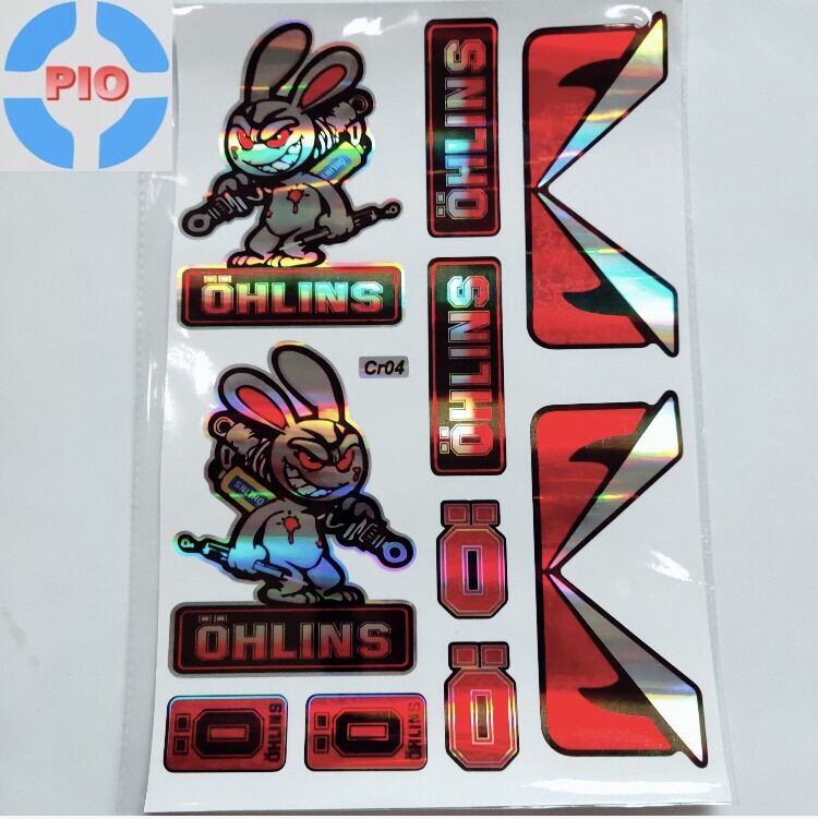 Bộ tem sticker 7 màu thỏ cầm phuộc phản quang