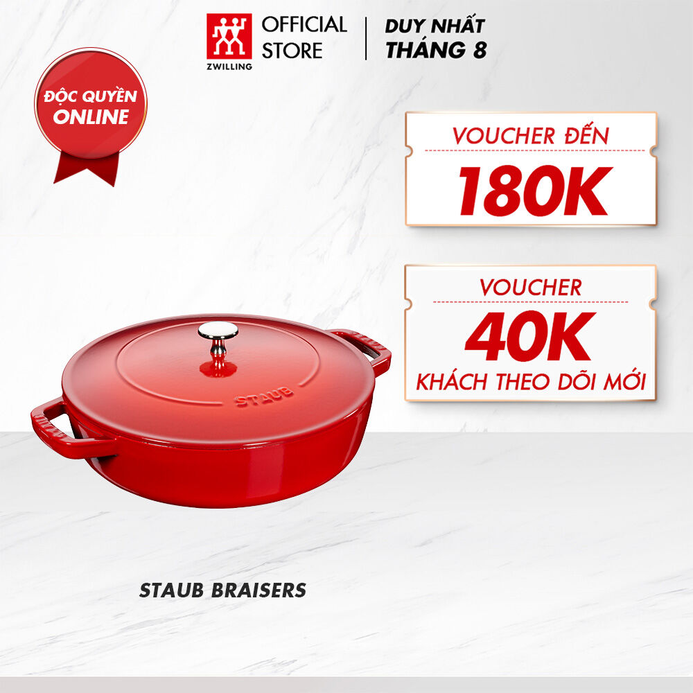 Nồi hầm gang đúc tráng men staub braisers 28cm/3.7l
