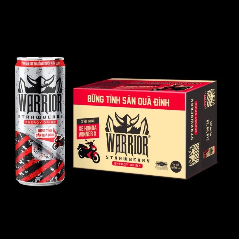 1 Thùng Nước tăng lực Warrior dâu lon 330 ml