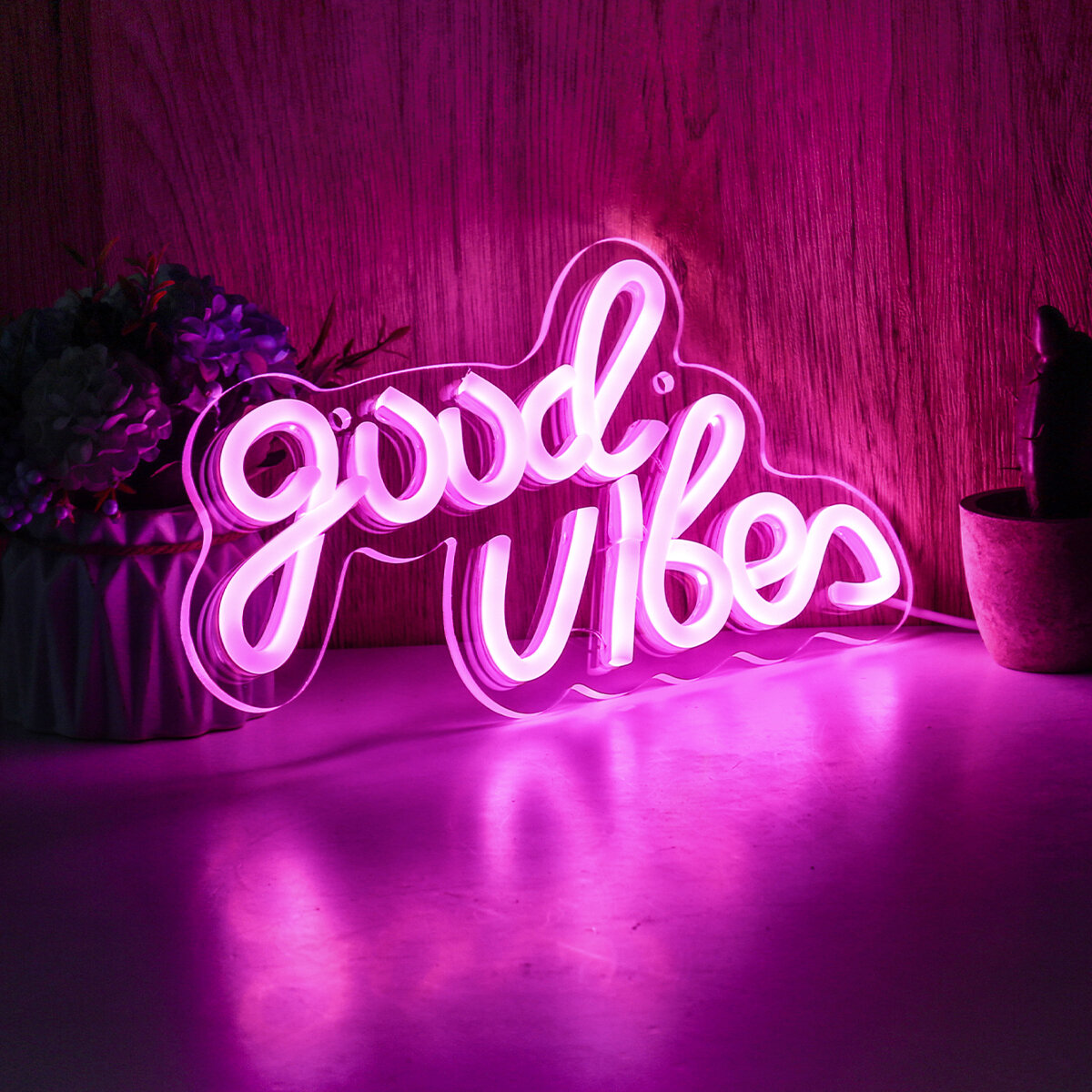 Chi-buy LED Neon Good Vibes Ký Hiệu Sử Dụng Nguồn Điện USB 3D Đèn Ngủ Nghệ Thuật Treo Tường Phòng Game Phòng Ngủ Phòng Khách Đèn Trang Trí