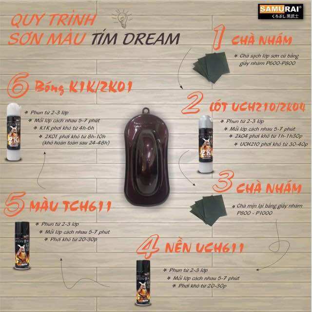 SƠN SAMURAI MÀU TÍM DREAM TCH611 - LÊN MÀU CHUẨN ZIN