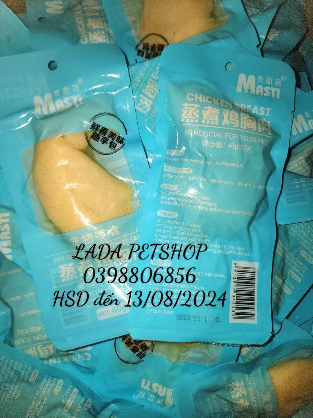 Ức gà hấp thơm ngon cho chó mèo 40gram