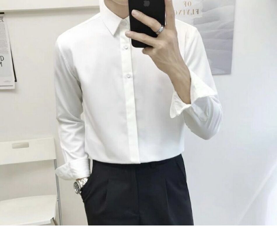Áo Sơ Mi Nam Kiểu Mới Cúc Ẩn, Dáng Công Sở