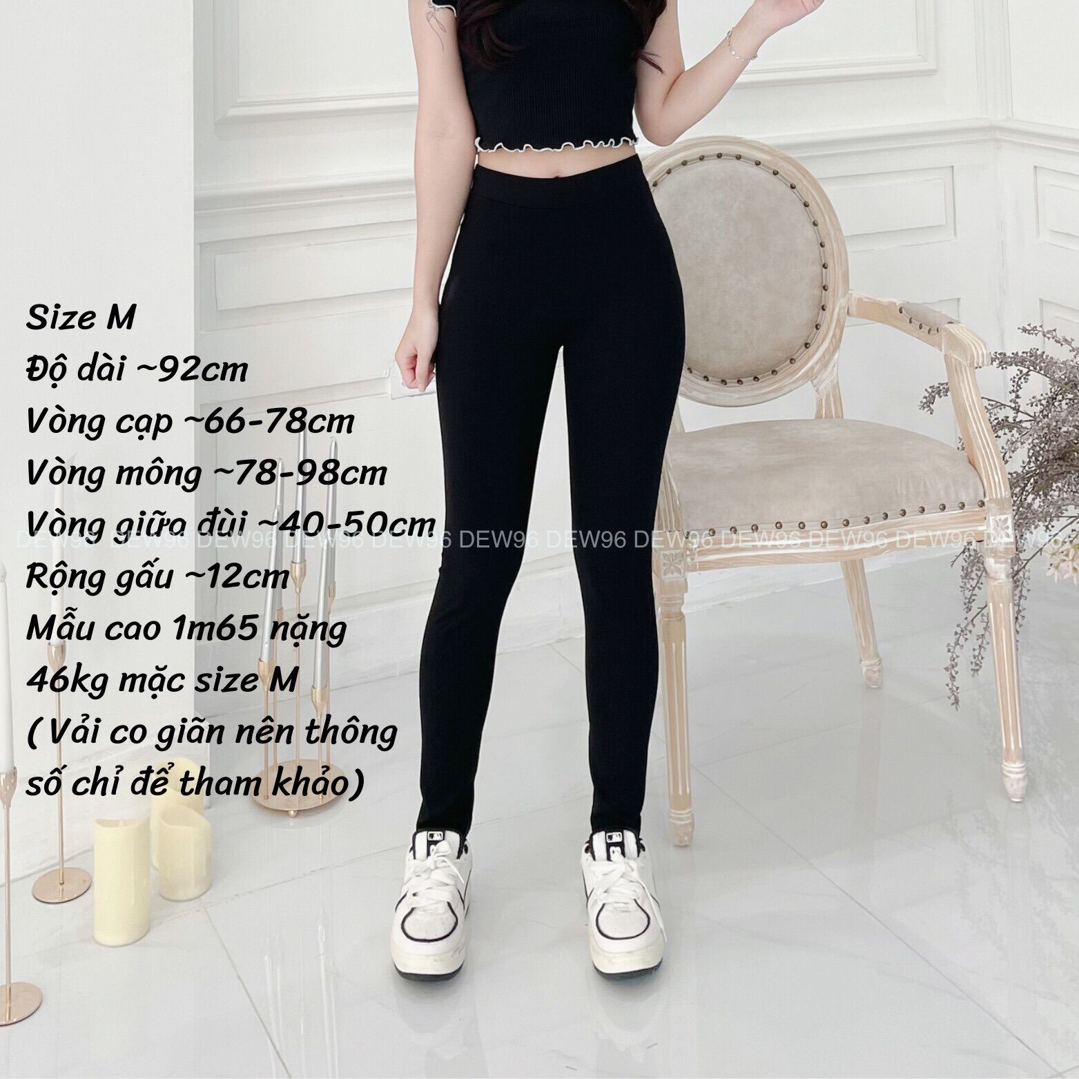 Quần legging nữ lưng cao cạp chun chất vải Umi co giãn