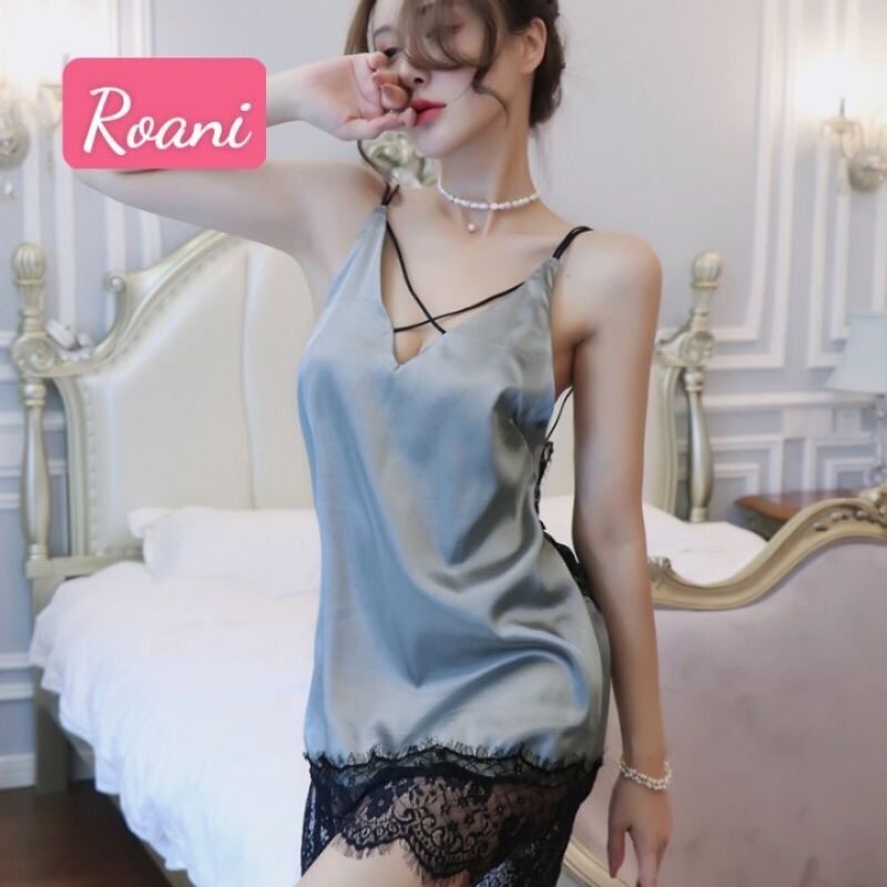 Váy ngủ lụa viền ren hở lưng sexy
