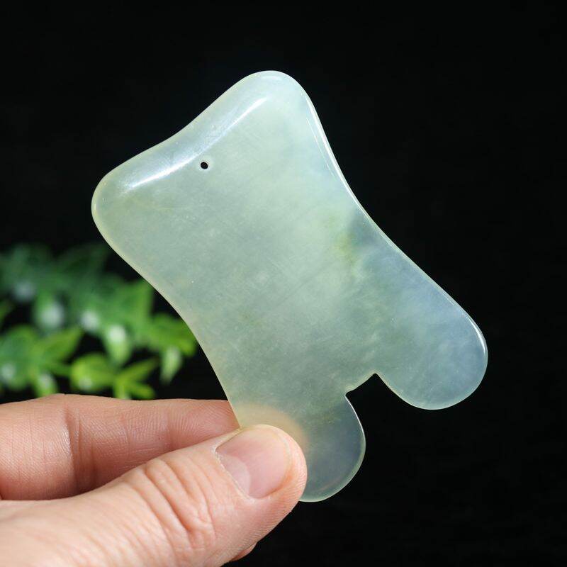 Thanh cạo gió đá ngọc bích tự nhiên mẫu mỏng, bộ dụng cụ mặt cắt gân thép cho mặt, dụng cụ cạo gió hình ba chiều, thanh làm đẹp ngọc bích thông dụng