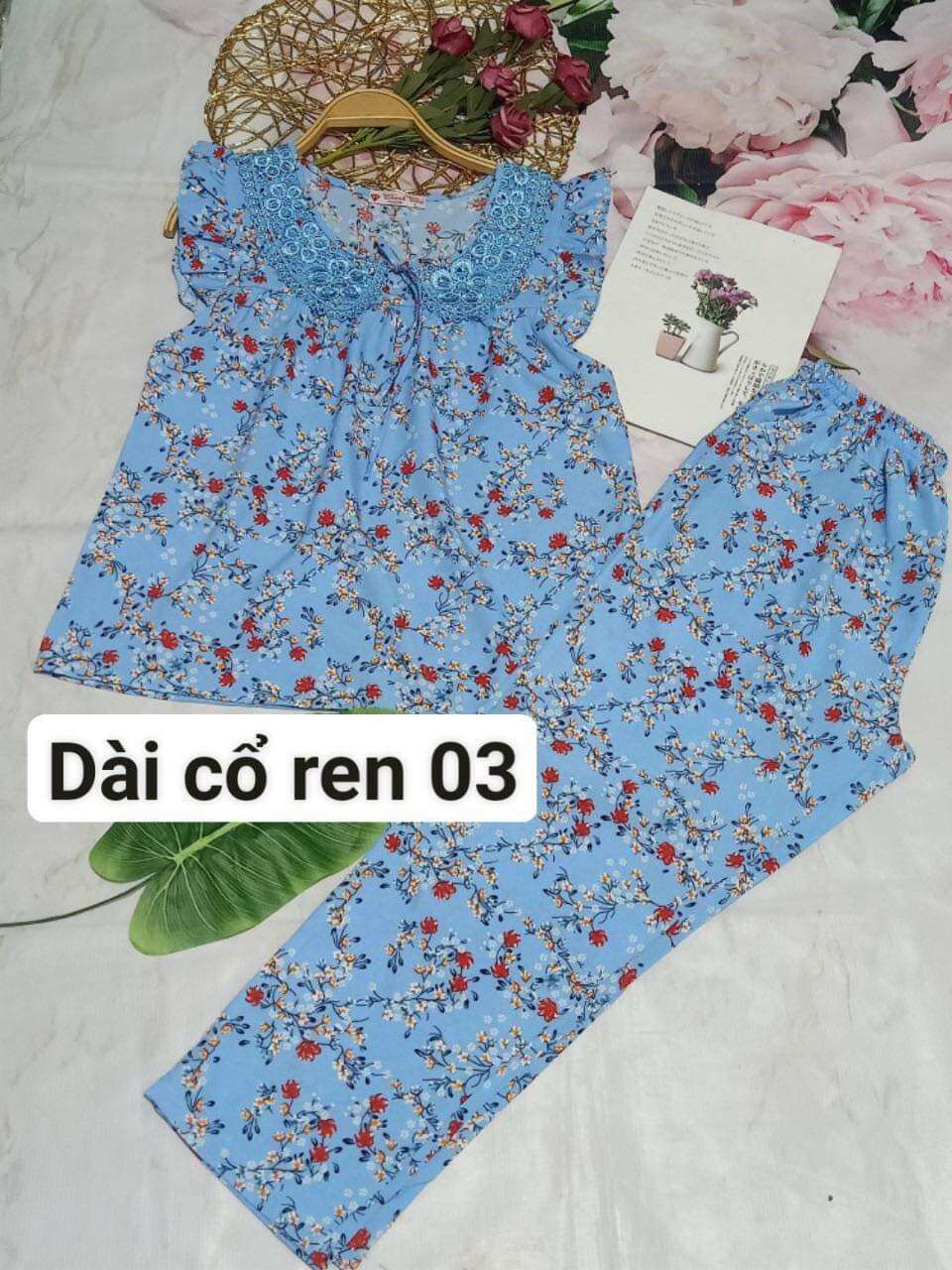 Đồ bộ cổ ren tay cánh tiên quần dài , đồ bộ dài, đồ bộ lụa , lụa hàn