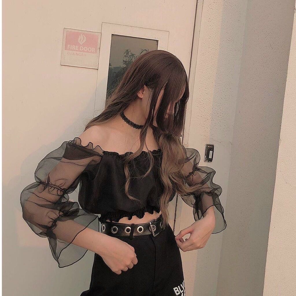 🍂Áo Bẹt Vai Voan Tay Lưới