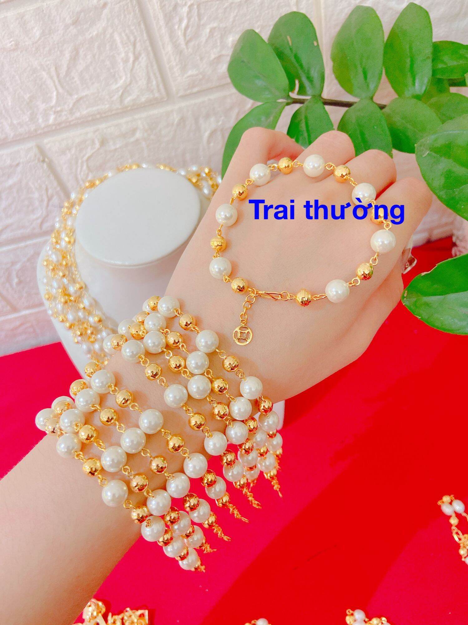 Lắc tay ngọc trai phối vàng nữ