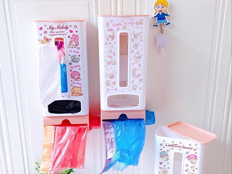 Hộp đựng khăn giấy, túi đựng rác đa năng Hello Kitty - Doremon Doraemon