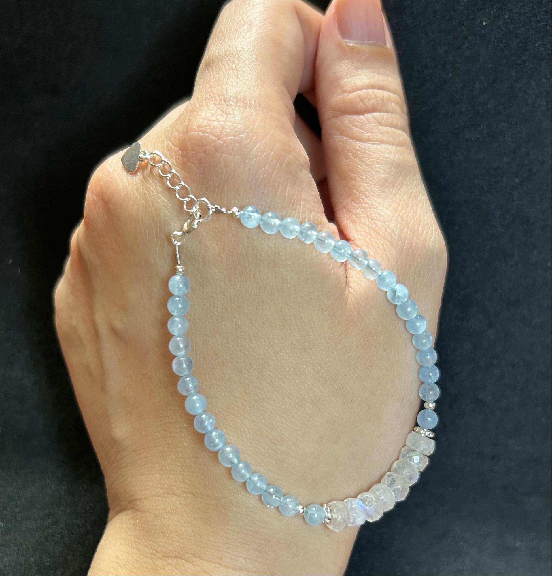 Vòng tay Aquamarine mix Moonstone