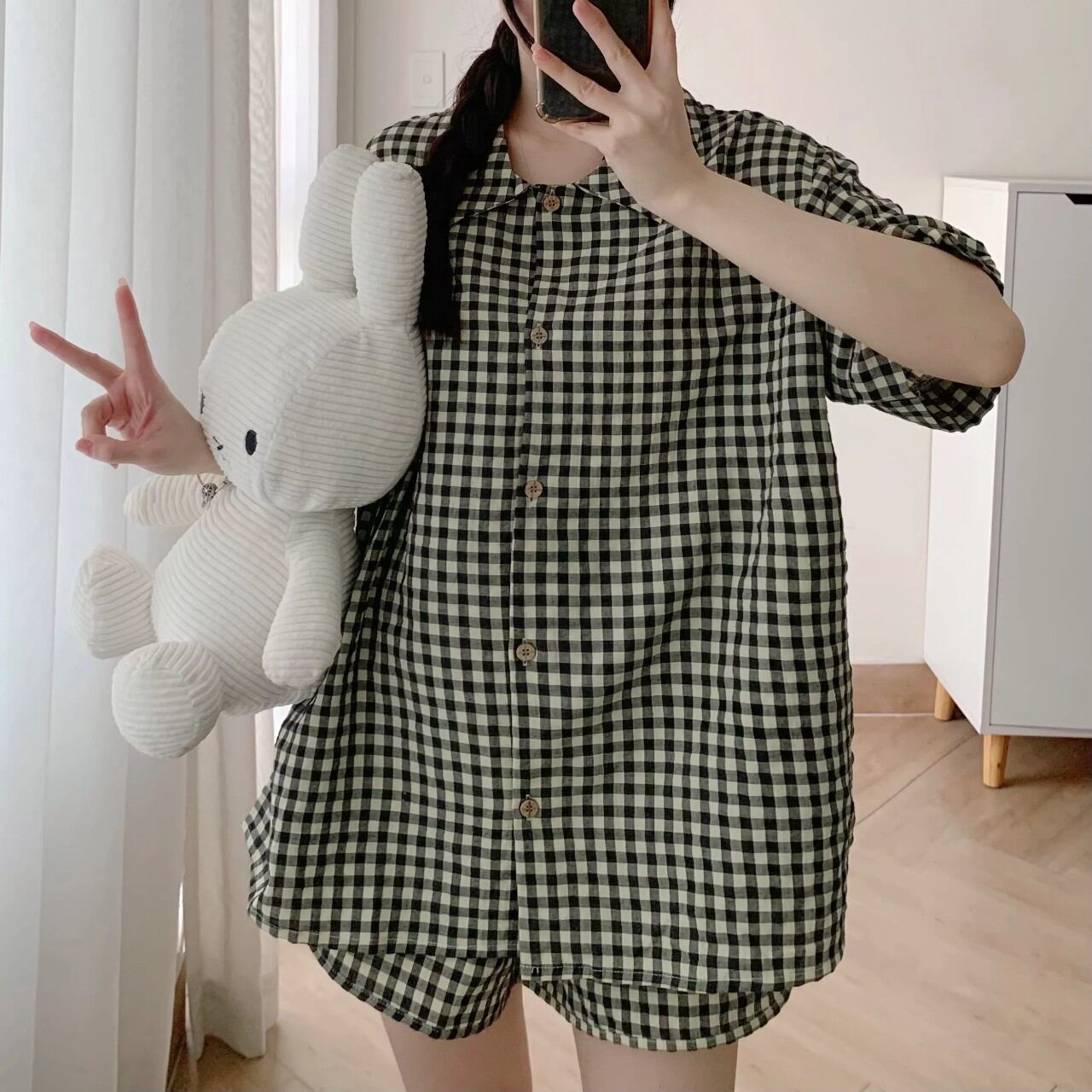 Sét bộ đùi Pyjama kẻ xốp .