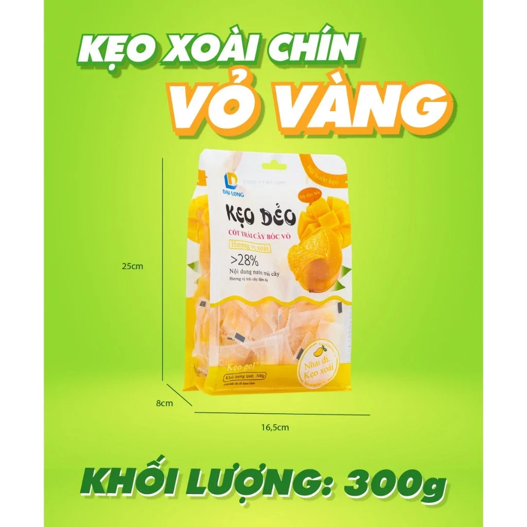 Kẹo xoài bóc vỏ siêu hot Đại Long túi 300gr